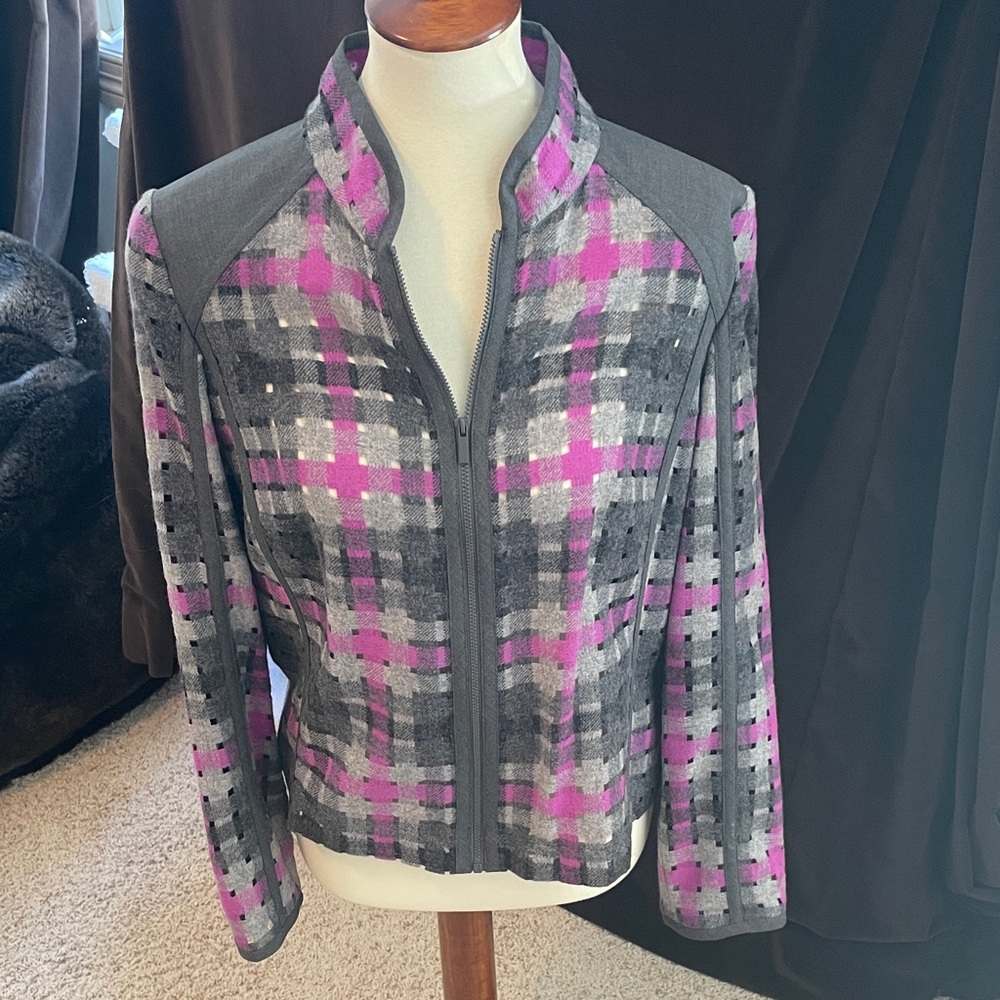 Carlisle Gray and Pink Plaid Women's Blazer